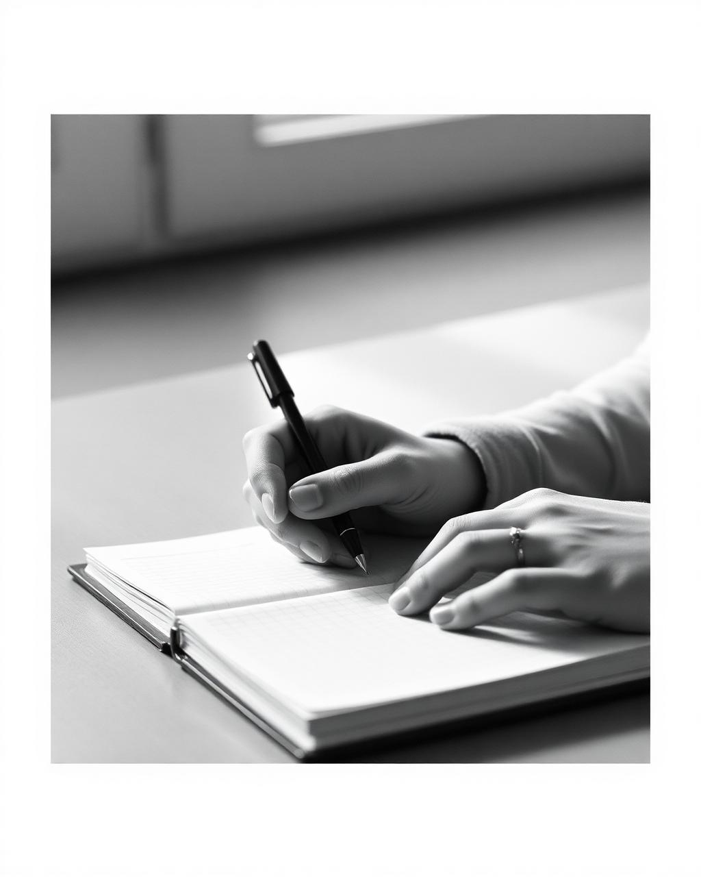 Student writing by hand in a notebook